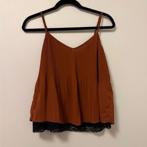 Lush Terracotta Camisole with Black Lace